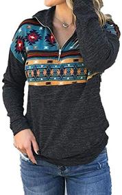 img 4 attached to Stylish Women's Half Zip Sweatshirt: Aztec Print Long Sleeve Pullover Top with Pocket for a Casual Chic Look