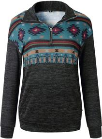 img 2 attached to Stylish Women's Half Zip Sweatshirt: Aztec Print Long Sleeve Pullover Top with Pocket for a Casual Chic Look