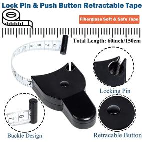 img 1 attached to 📏 J.CARP 4 Pack Measuring Tape Set for Body, Fabric Sewing, Tailor Cloth Craft Measurements - Soft Tape and Retractable Double Scales Tape Measure in Black