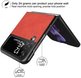 img 3 attached to 📱 Feitenn Samsung Galaxy Z Flip 3 Case - Red: Slim Leather Folio Cover for Galaxy Z Flip 3, Shockproof & Durable