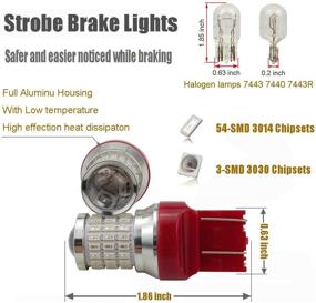 img 3 attached to 🔴 iBrightstar Brilliant Red LED Bulbs for Tail Brake Stop Lights - Newest 9-30V Flashing Strobe Blinking Brake Lights 7440 7443 T20 with Projector Replacement