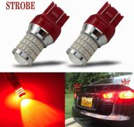 🔴 ibrightstar brilliant red led bulbs for tail brake stop lights - newest 9-30v flashing strobe blinking brake lights 7440 7443 t20 with projector replacement logo