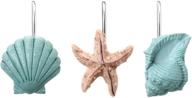 agptek blue seashell shower curtain hooks - 12pcs anti 🐚 rust decorative resin hooks for bathroom, nursery, bedroom, and living room décor logo