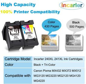 img 3 attached to 🖨️ Incarler Remanufactured Ink Cartridges: Compatible with Canon 240 241 - For Canon Pixma MX432 MX512 MX372 - 1 Black 1 Tri-Color