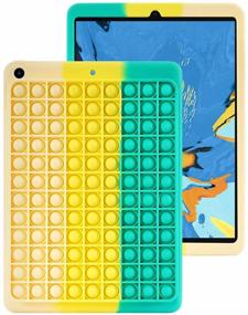 img 4 attached to Rainbow Fidget Case for iPad 8th / 7th Gen (2020/2019) – 10.2 Inch Silicone Shockproof Protective Case with Push Bubble Fidget Sensory Toy – Stress Relief Fidget Toy for Kids