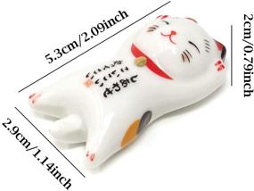 img 2 attached to 🐱 Honbay Set of 5 Adorable Ceramic Lucky Cat Chopstick Rests - Holder for Utensils, Paint Brushes, and More