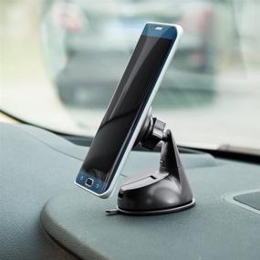 img 1 attached to 🚗 AccessoryBasics Universal Magnetic Car Mount for iPhone 12 11 Pro Max, Galaxy S21 S20 A & More - Dashboard & Windshield Suction Holder (Fits Devices up to 4" Wide)