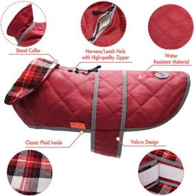 img 3 attached to 🐶 Stay Warm and Visible: KYEESE Waterproof Windproof Dog Jacket with Reflective Strip, Quilted Cold Weather Coat and Leash Hole- Adjustable Size