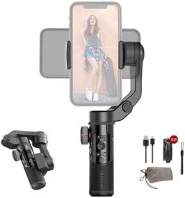 img 4 attached to 📱 AOCHUAN Smart XR 3-Axis Handheld Gimbal for Smartphone - Compact Foldable Design, 250g Max. Payload, iOS & Android Support, Zoom & Dual Focus Control, LCD Display