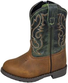 img 2 attached to Smoky Mountain Boots: Hopalong Series Toddler Western Boot with U-Toe Leather, TPR Sole, Walking Heel, Man-Made Lining, and Distressed Design