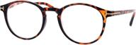 👓 thin horn rim plastic reading glasses with keyhole bridge - retro round design logo