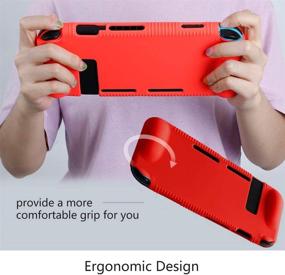 img 1 attached to 🔴 Kconn Protective Silicone Case for Nintendo Switch - Tempered Glass Screen Protector & Game Card Storage - Soft, Durable, Shock-Absorbing & Anti-Scratch - Warm Red
