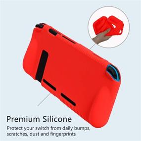 img 3 attached to 🔴 Kconn Protective Silicone Case for Nintendo Switch - Tempered Glass Screen Protector & Game Card Storage - Soft, Durable, Shock-Absorbing & Anti-Scratch - Warm Red