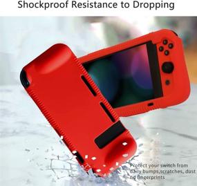 img 2 attached to 🔴 Kconn Protective Silicone Case for Nintendo Switch - Tempered Glass Screen Protector & Game Card Storage - Soft, Durable, Shock-Absorbing & Anti-Scratch - Warm Red