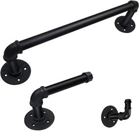 img 4 attached to 🚽 SUNMALL Black Industrial Pipe Bathroom Hardware Set - Towel Bar Rack, Toilet Paper Holder, Robe Hanger Hook - Vintage Farmhouse DIY Home Decor Bathroom Accessories Kit (3 Piece)