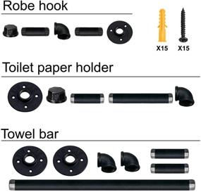 img 2 attached to 🚽 SUNMALL Black Industrial Pipe Bathroom Hardware Set - Towel Bar Rack, Toilet Paper Holder, Robe Hanger Hook - Vintage Farmhouse DIY Home Decor Bathroom Accessories Kit (3 Piece)