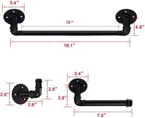 img 3 attached to 🚽 SUNMALL Black Industrial Pipe Bathroom Hardware Set - Towel Bar Rack, Toilet Paper Holder, Robe Hanger Hook - Vintage Farmhouse DIY Home Decor Bathroom Accessories Kit (3 Piece)