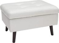 🛋️ stylish ofm 161 collection beige tufted ottoman with walnut legs - mid century modern storage solution (161-ott2-bge) logo