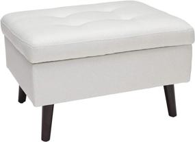 img 4 attached to 🛋️ Stylish OFM 161 Collection Beige Tufted Ottoman with Walnut Legs - Mid Century Modern Storage Solution (161-OTT2-BGE)