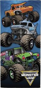 img 4 attached to 🚀 Полотенце для детей Monster Jam Team Up: Grave Digger & Megalodon - мягкое и впитывающее - 28 х 58 дюймов