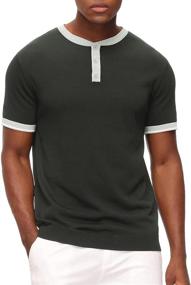 img 4 attached to Contrast Short Sleeve Shirt Henley Men's Clothing for Shirts