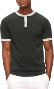 img 2 attached to Contrast Short Sleeve Shirt Henley Men's Clothing for Shirts