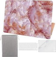 sykiila 2020 2019 macbook air 13 inch case, new model a2179 a1932, with touch id & retina display, 4 in 1 hard shell case, sleeve, hd screen protector, keyboard cover - pink marble logo