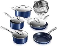 набор посуды granitestone blue cookware - 10 предметов, неклеевой набор сковород и кастрюль для эффективного приготовления пищи логотип