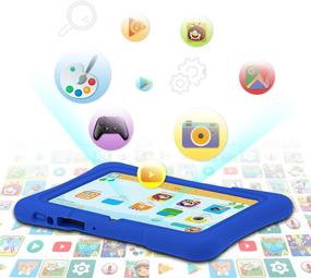 img 2 attached to 📱 Планшет Pritom для детей 7 дюймов, четырехъядерный Android 10, 16 ГБ встроенной памяти, WiFi, Bluetooth, двойная камера, образовательные программы, игры, родительский контроль, предустановленное детское программное обеспечение с чехлом для планшета (DB)