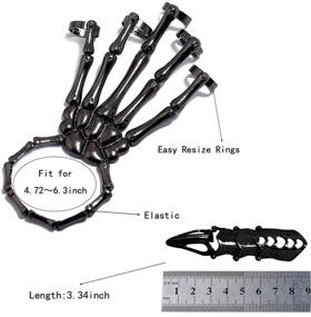 img 3 attached to 🎃 Set of 2 Punk Halloween Adhesive Hand and Palm Skeleton Bracelets with Rings - Gothic Wristbands, Skull Bone Joint Finger Covers for Women and Girls - Funny Cosplay Party, Goth Jewelry