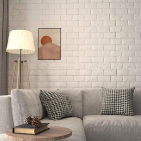 img 3 attached to 🧱 20 Pieces Peel and Stick 3D Wall Panels, White Brick Printed Wallpaper Self Adhesive Waterproof Foam Faux Brick Paneling for Bedroom, Bathroom, Kitchen, Fireplace - 19.38 sq ft Coverage