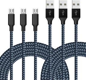 img 4 attached to 🔌 Durable 10FT Micro USB Cable - Fast Charging Android Charger Cord for Samsung Galaxy, LG, Moto, Tablets & PS4 - Black Gray, Pack of 3
