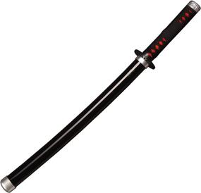 img 2 attached to 🗡️ Authentic Wooden Cosplay Anime Katana Swords - Tanjirou Samurai Sword, Sunwheel Knife - Black 40 in/30 in