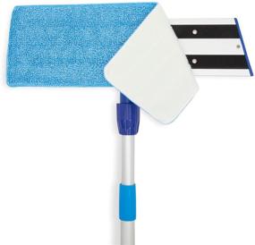 img 2 attached to 🧹 Washable Flat Mop Head Pads - 10 Pack Microfiber Replacement Cleaning Cloths (16.5 x 5.5 inch, Blue)