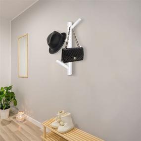 img 1 attached to 🧥 White Wooden Coat Rack Hat Holder - Wall-Mounted Beech-Tree Coat Hooks, Hat Organizer in Entryway Hall; Ideal for Coats, Hats, Bags, and Keys. 3 Easy Installation Methods (Fastest Few Seconds)