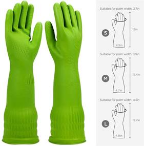 img 3 attached to 🧤 Long Rubber Dishwashing Gloves – 2 Pairs | Durable, Waterproof & Reusable | Includes 2-Pack Cleaning Cloth