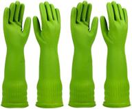 🧤 long rubber dishwashing gloves – 2 pairs | durable, waterproof & reusable | includes 2-pack cleaning cloth logo