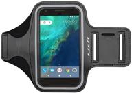 j&d red armband for google pixel/pixel 4a/3a/2/4, running sport armband with key holder and earphone slot logo