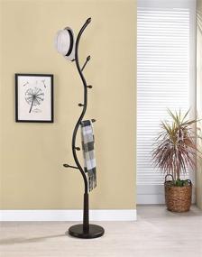 img 4 attached to 🎩 Buy the Versatile Kings Brand Furniture Hall Tree Coat & Hat Rack Stand - Black Metal & Walnut Wood