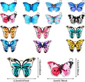 img 3 attached to Colorful 56-Piece Alloy Butterfly Pendant Charms: Enamel Craft Supplies for DIY Earrings, Bracelets, and Necklaces (14 Colors)