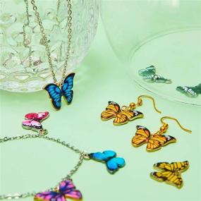 img 2 attached to Colorful 56-Piece Alloy Butterfly Pendant Charms: Enamel Craft Supplies for DIY Earrings, Bracelets, and Necklaces (14 Colors)