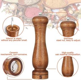 img 2 attached to 🧂 Enhance Your Culinary Experience with BOCHIONYU Salt and Pepper Grinder Set - 8.5-inch Wooden Pepper Mill & Salt Grinder, Manual Refillable Shakers with Adjustable Ceramic Grinding Rotor, 2 Pack