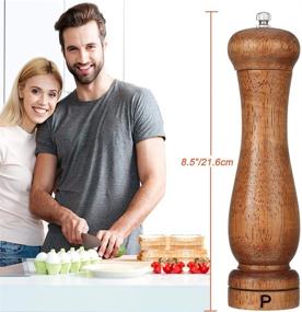 img 3 attached to 🧂 Enhance Your Culinary Experience with BOCHIONYU Salt and Pepper Grinder Set - 8.5-inch Wooden Pepper Mill & Salt Grinder, Manual Refillable Shakers with Adjustable Ceramic Grinding Rotor, 2 Pack