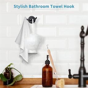 img 2 attached to 🛁 FILTA Oil Rubbed Bronze Bathroom Towel Hooks, Shower Wall Mounted Robe & Towel Hooks, Traditional Bath Towel and Robe Wall Hooks for Hanging Towels - Pack of 2