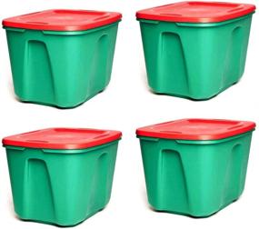 img 3 attached to 🎄 HOMZ Holiday Plastic Storage Container, 18 Gallon, Red/Green, 4 Sets - 6618MXDC.04