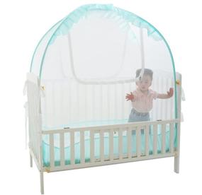 img 4 attached to 🏕️ Палатка для детской кроватки V-Fyee: Надежная кроватка для безопасности с сеткой от комаров для предотвращения взбирания, укусов и падений (голубой, L51”x W27.5” x H51”)