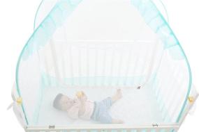 img 2 attached to 🏕️ V-Fyee Crib Tents: Secure Baby Bed Tent Safety Canopy with Mosquito Netting to Prevent Climbing, Bites, and Falls (Cyan, L51”x W27.5” x H51”)