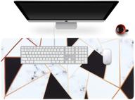 🖱️ anyshock desk mat: xxl gaming cute mouse pad 35.4"x15.7" with stitched edges, non slip base - geometric marble design. waterproof, perfect for office, home, girls, men logo