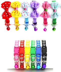 img 1 attached to 🐶 NIULA Cuteboom 12 Pack Dog ID Collar for Puppy & Kitty: Stylish Polyester Pet Collars with Bell and Bow (12 Pack)