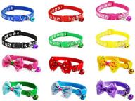 🐶 niula cuteboom 12 pack dog id collar for puppy & kitty: stylish polyester pet collars with bell and bow (12 pack) logo